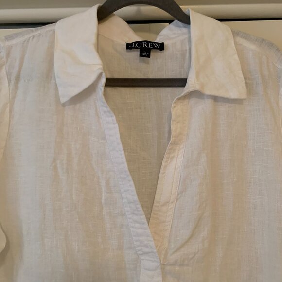 J. Crew Linen Bungalow Popover Top (L, White) - Picture 3 of 6